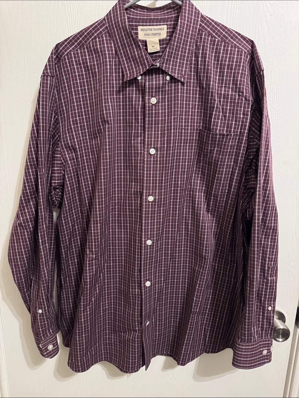 Duluth Trading Button Down Long Sleeve Mens Dress Plaid Shirt XL Classic Collar